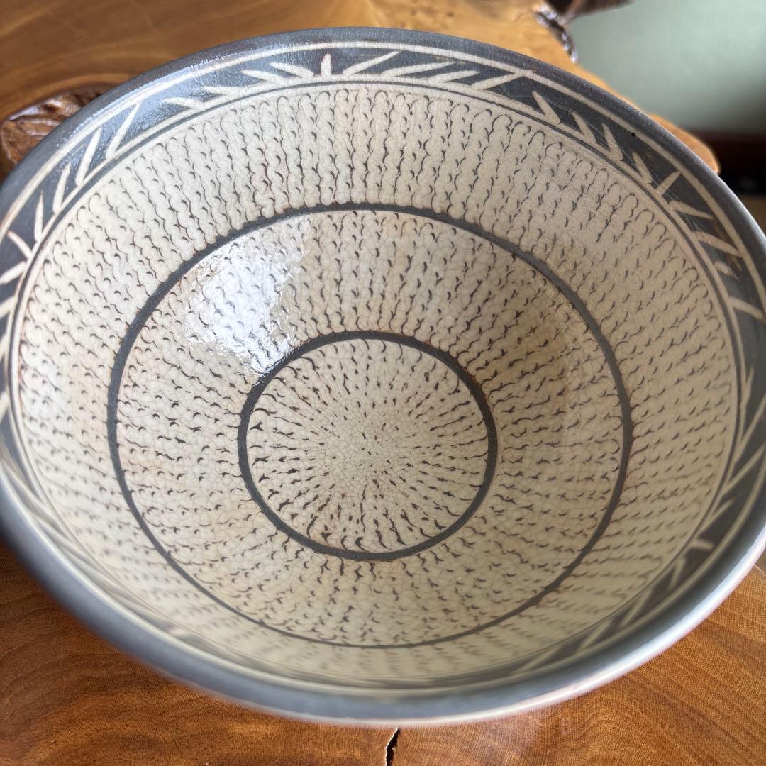 古三島曆手茶碗 西川仁一作 柿花窯 抹茶碗 茶道具 共箱（130t）