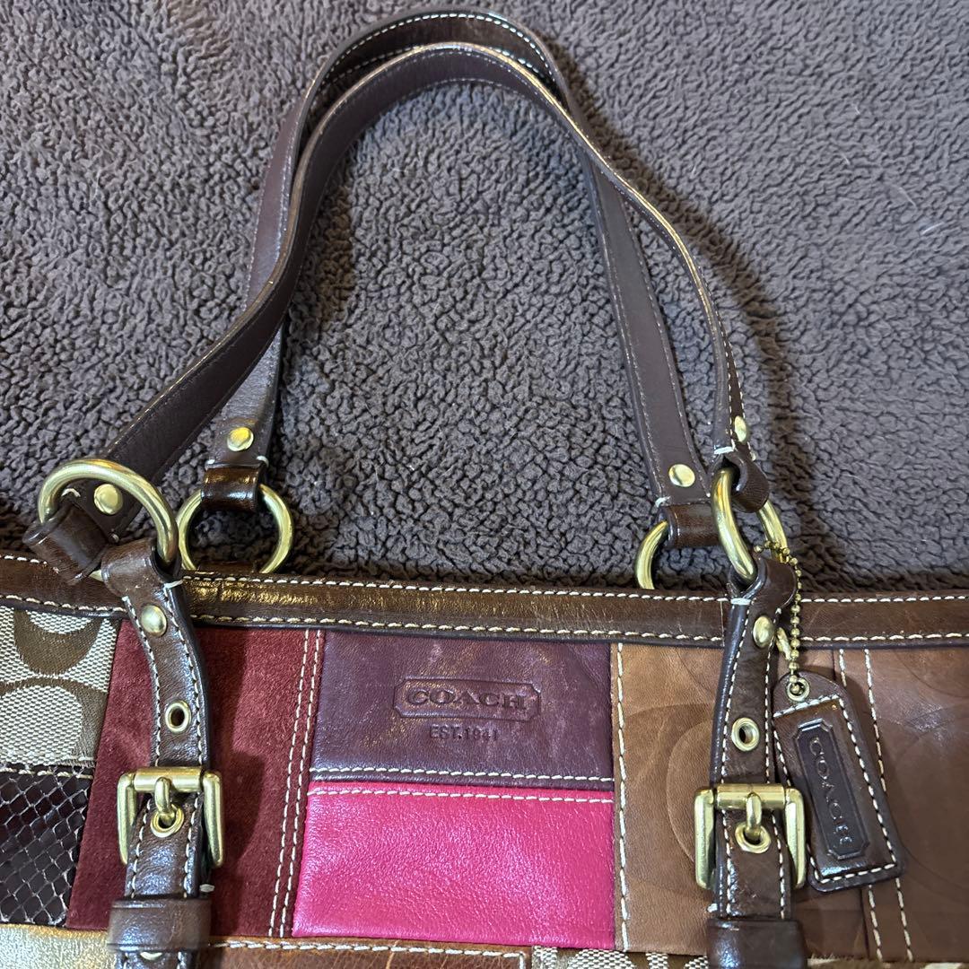 p*p様 COACH コーチ トートバッグ パッチワーク レザー キャンバス ス