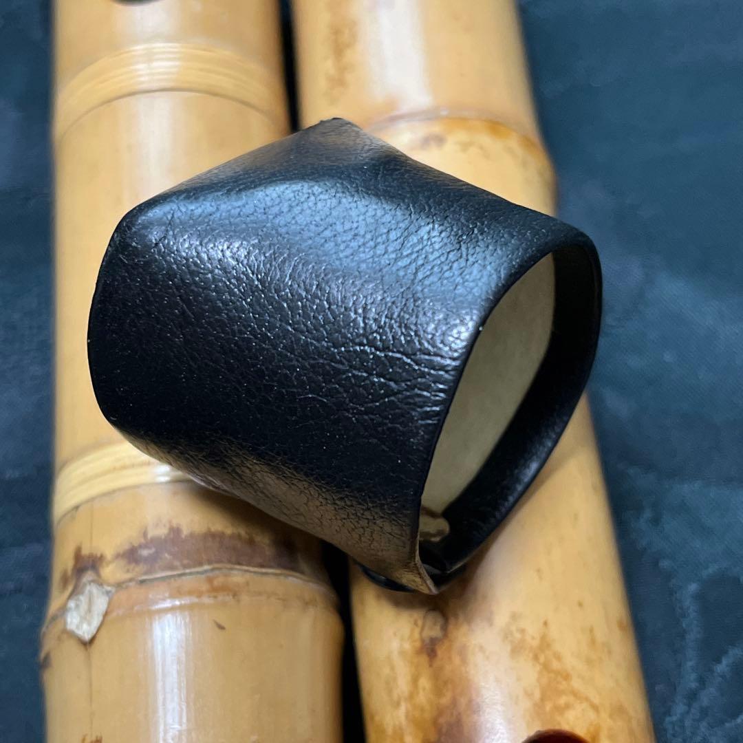 尺八 都山流 在銘 中継ぎ緩み無し 一尺九寸管 籐巻き 銀三線 未使用品