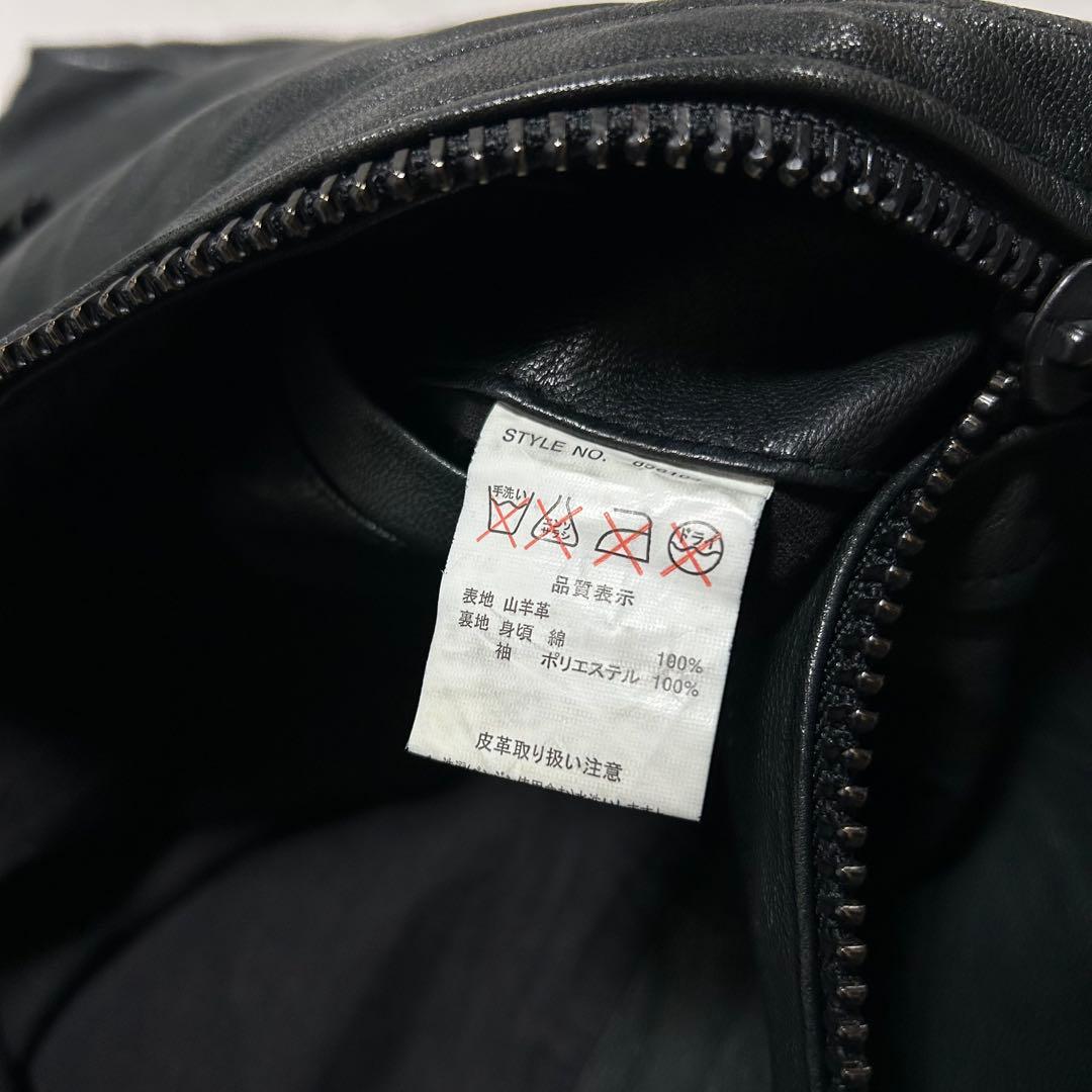 00s ゴートレザー 山羊革 シングルライダース ダブルジップ リブジャン