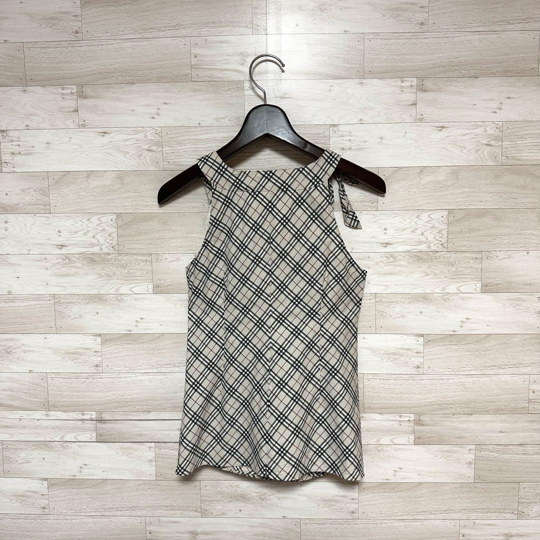 ✨BURBERRY バーバリー ノバチェック 肩リボン タンクトップ M✨