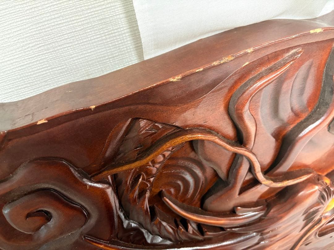 欄間　額　龍　厚彫　彫刻　アンティーク　骨董