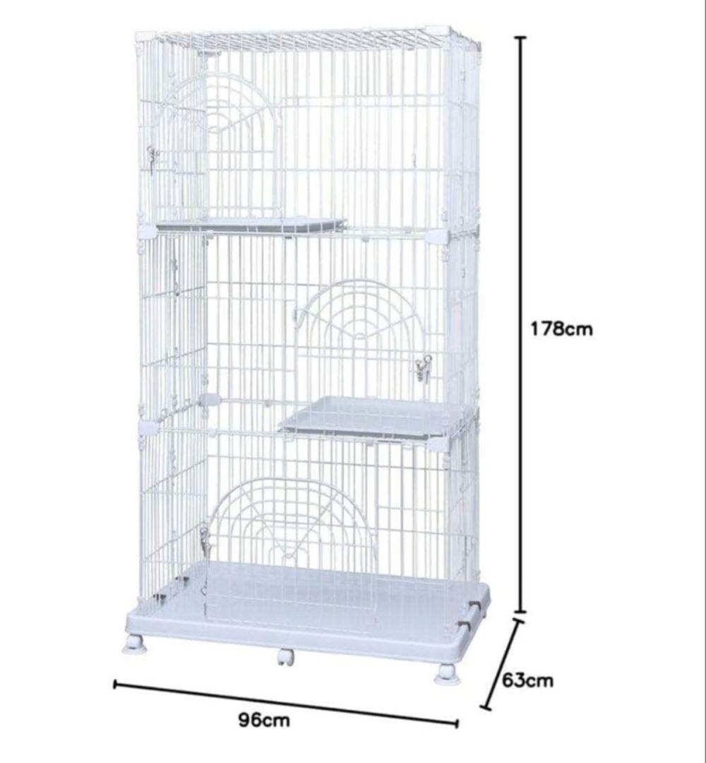 アイリスオーヤマ キャットケージ 3段 ホワイト