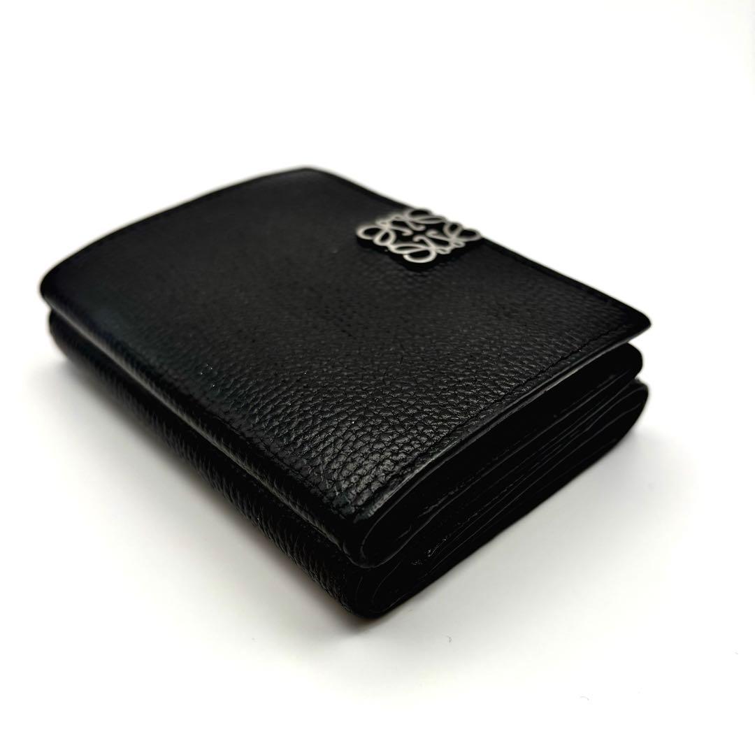 LOEWE 黒 レザー 三つ折り財布