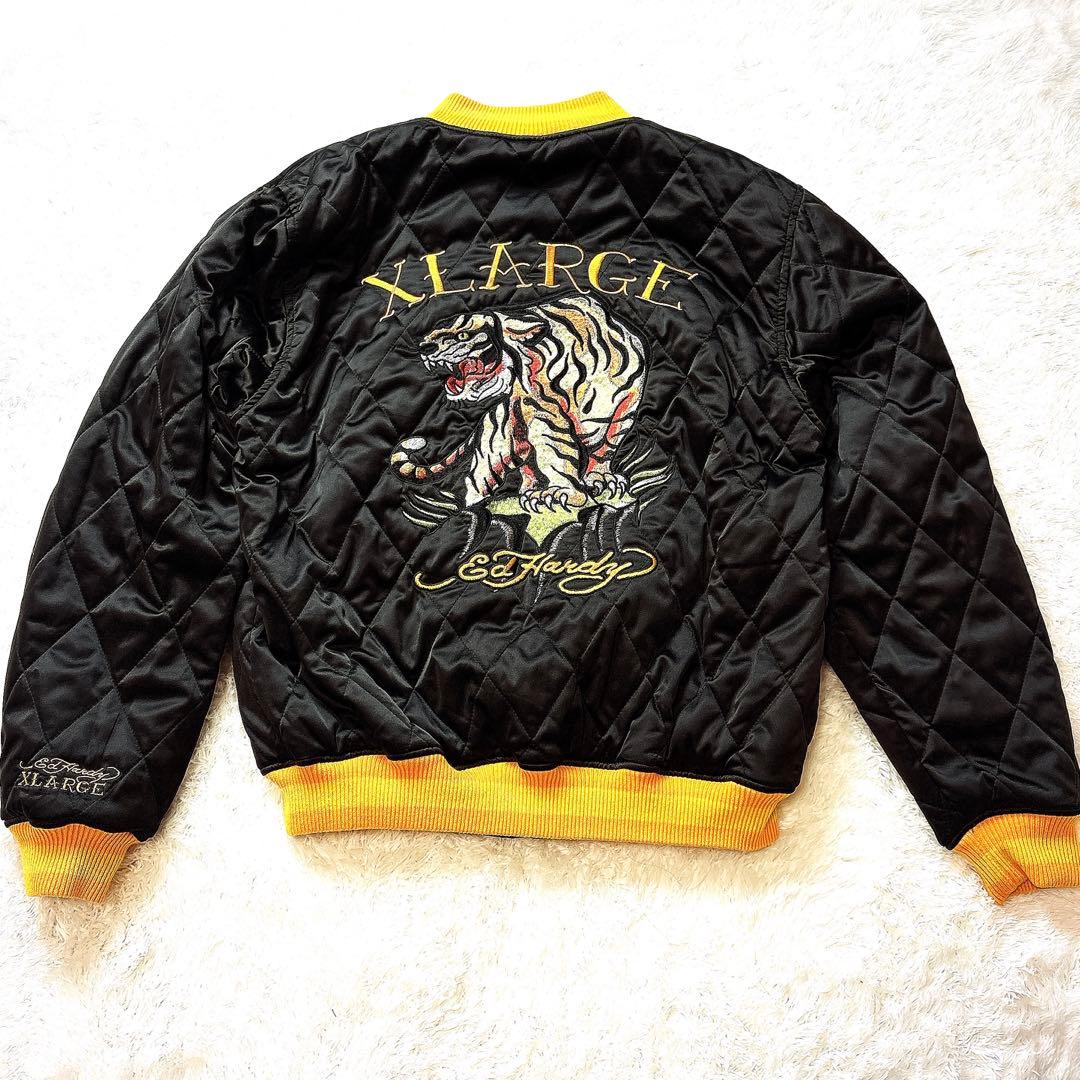 XLARGE × Ed Hardy コラボ ジャケット 刺繍 スカル ブラック