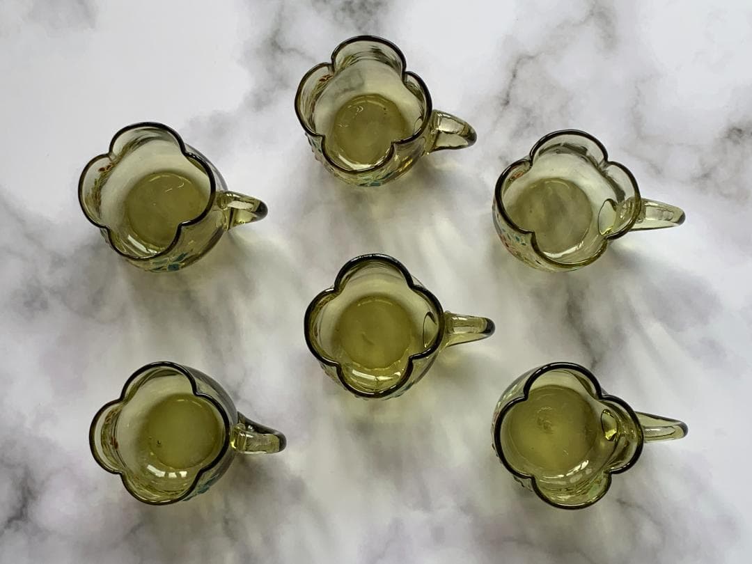 ✨特別価格✨エナメル絵吹きガラスカラフェ・リキュールグラスセットアンティーク