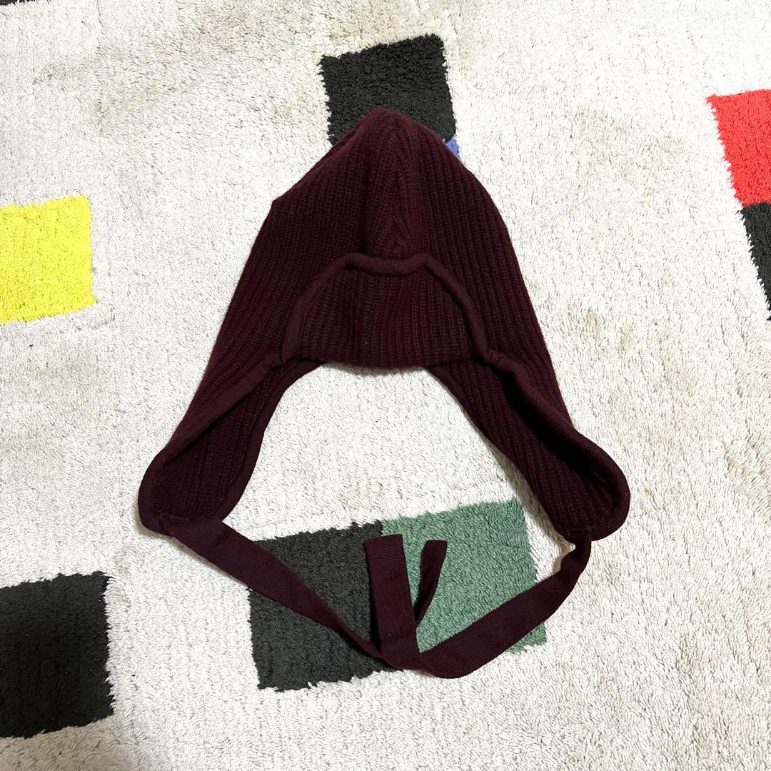 フミエタナカ ear cover knit cap ボルドー　ニット帽