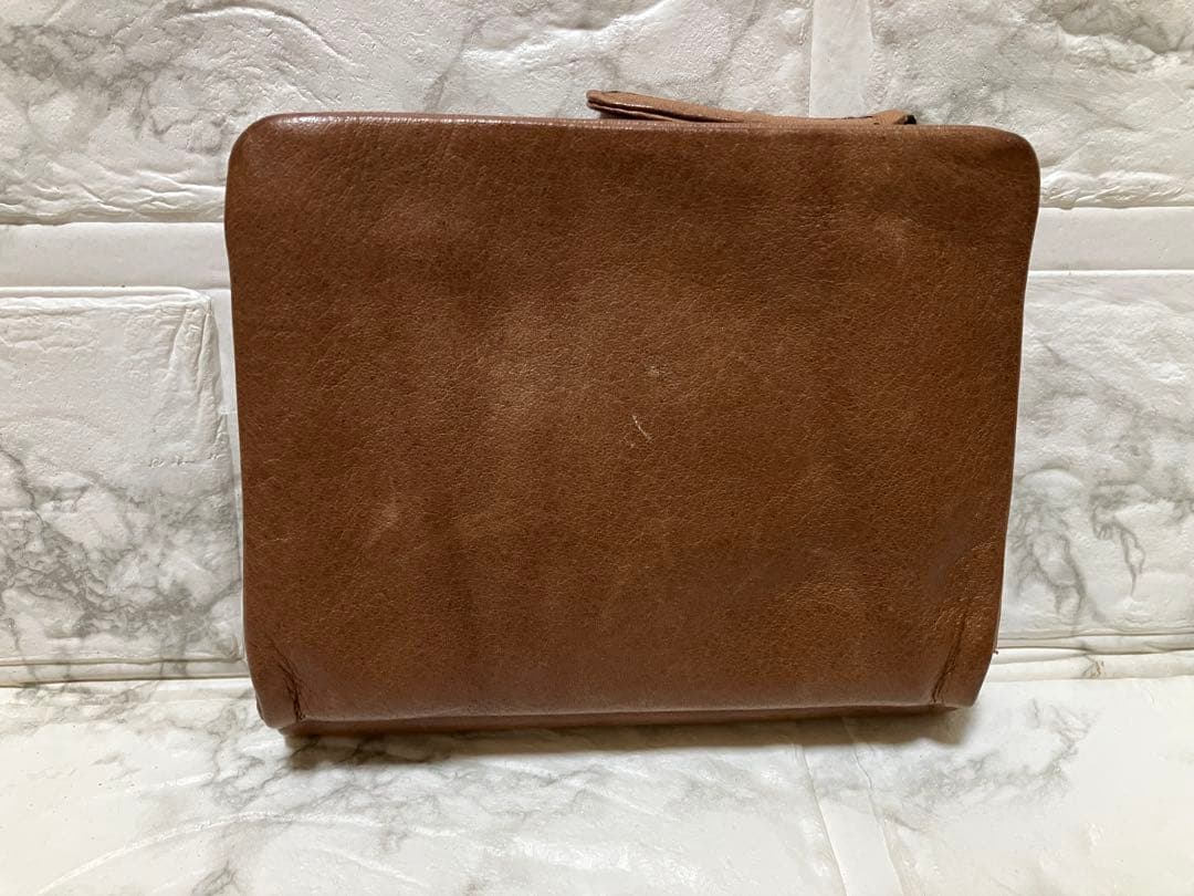 genten ブラウンレザー 二つ折り財布 牛革 未使用品