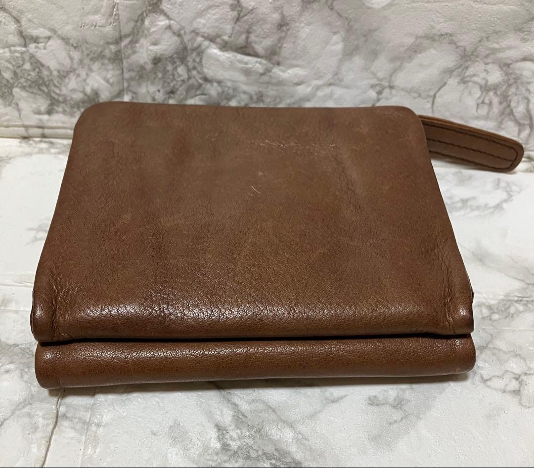 genten ブラウンレザー 二つ折り財布 牛革 未使用品