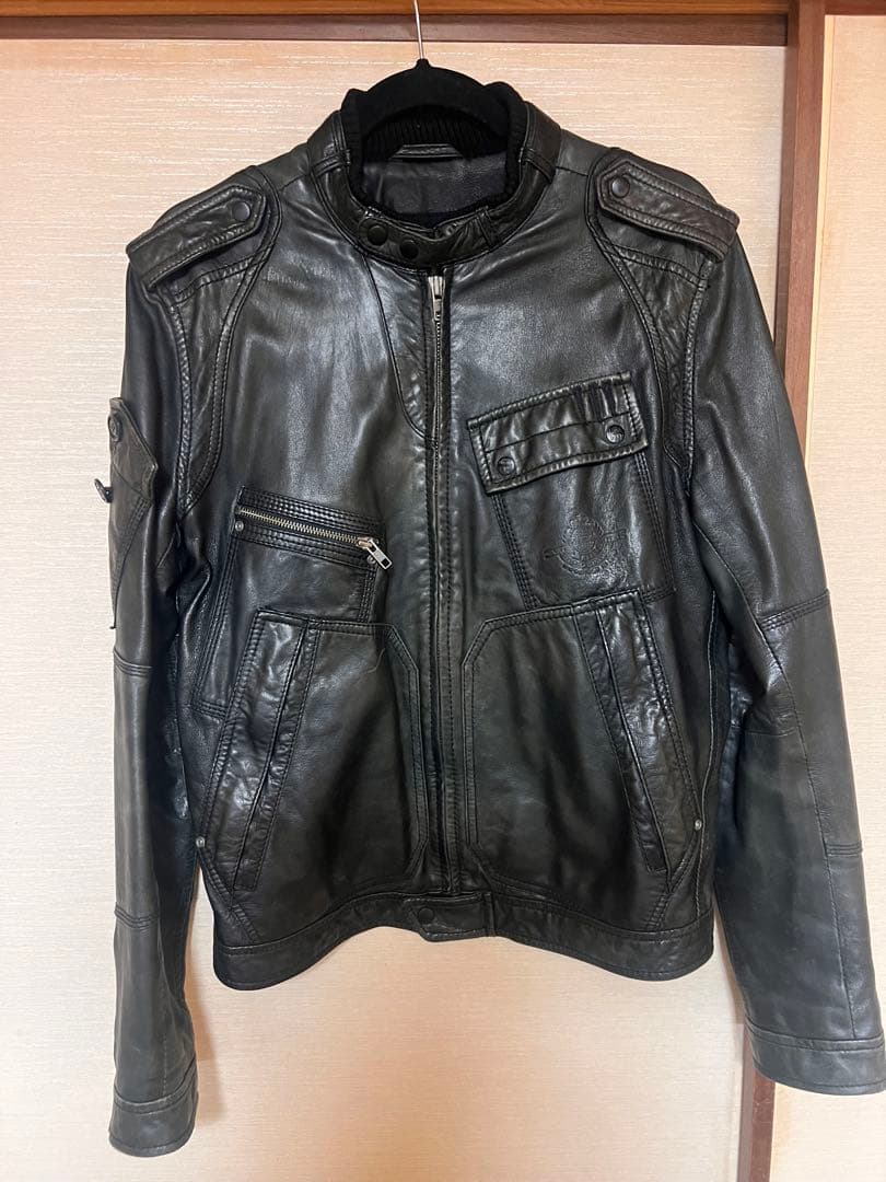 DIESEL レザーシングルライダースジャケット　古着