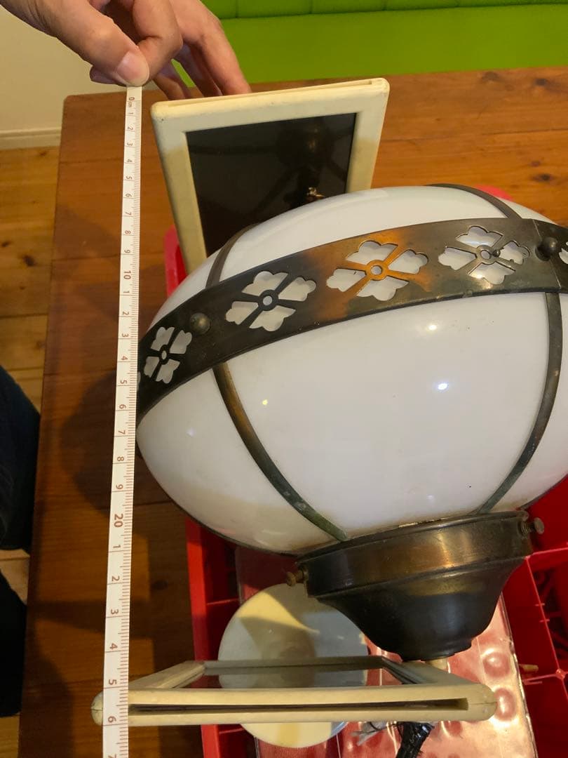 古い照明　電笠　ランプシェード　乳白色　アンティーク　昭和レトロ　大正ロマン