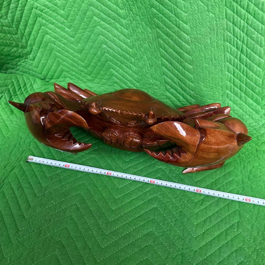 木彫り　蟹 カニ 隠し収納①