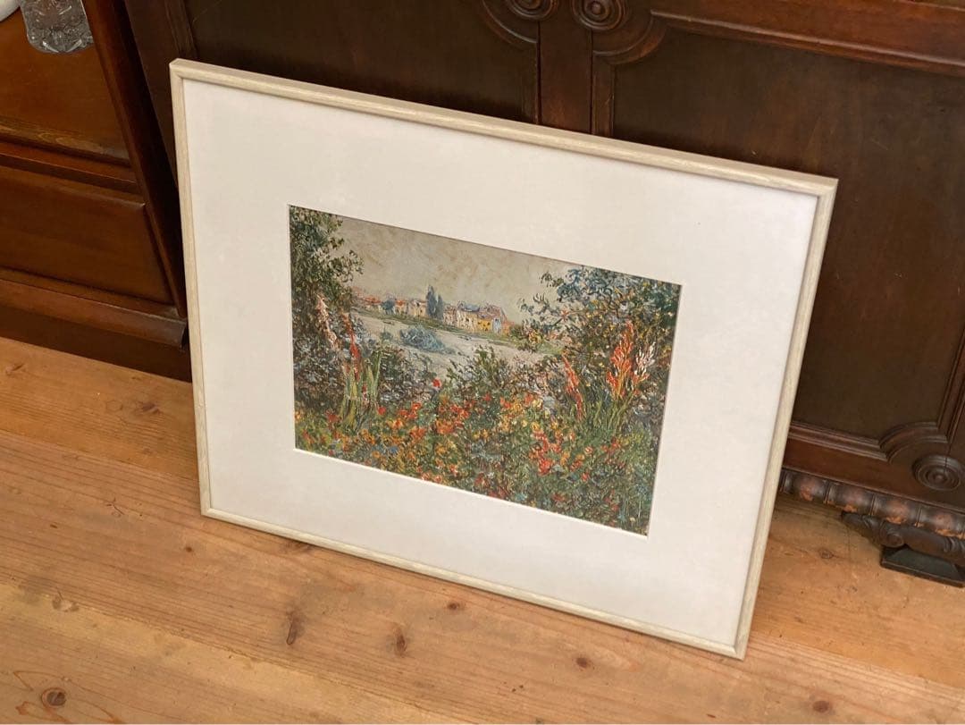 クロード・モネ ヴェトゥイユに咲く花 額縁 アート インテリア