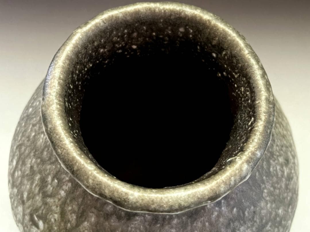 壷■古信楽灰被窯変瓶 古壺 灰釉涙艮 土物 花瓶花器 オブジェ時代物 骨董品■