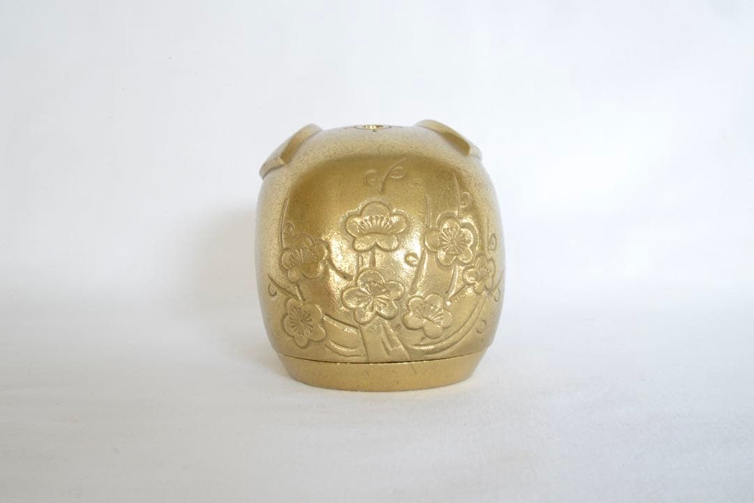 蓮田修吾郎作花咲兎　黄銅　香炉　木箱付き