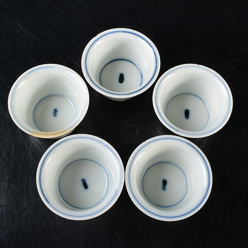 煎茶道具　伊万里焼　古伊万里染付蔦文　煎茶器　五客　V　R6093