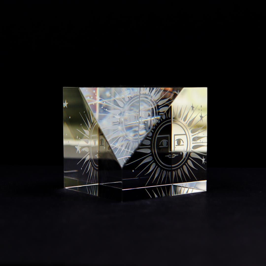 Steuben Galss サンキューブ ペーパーウエイト 置物 箱付