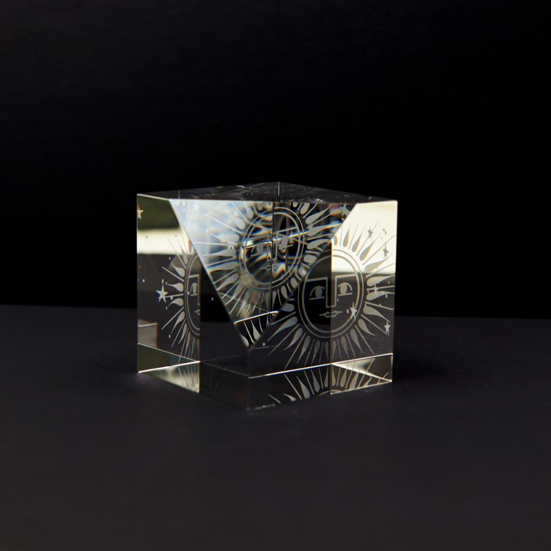 Steuben Galss サンキューブ ペーパーウエイト 置物 箱付