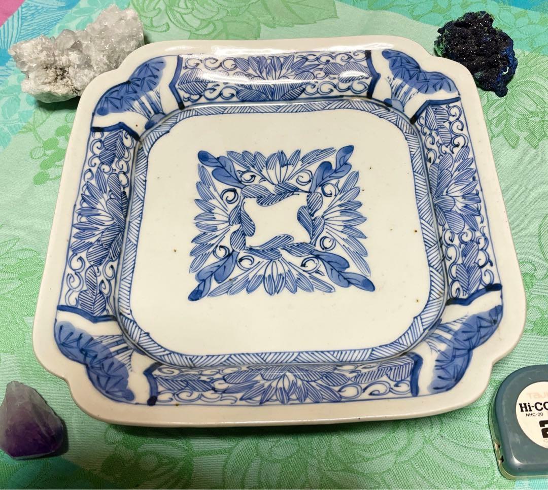 江戸期　古伊万里　染付　変形角皿　飾り皿