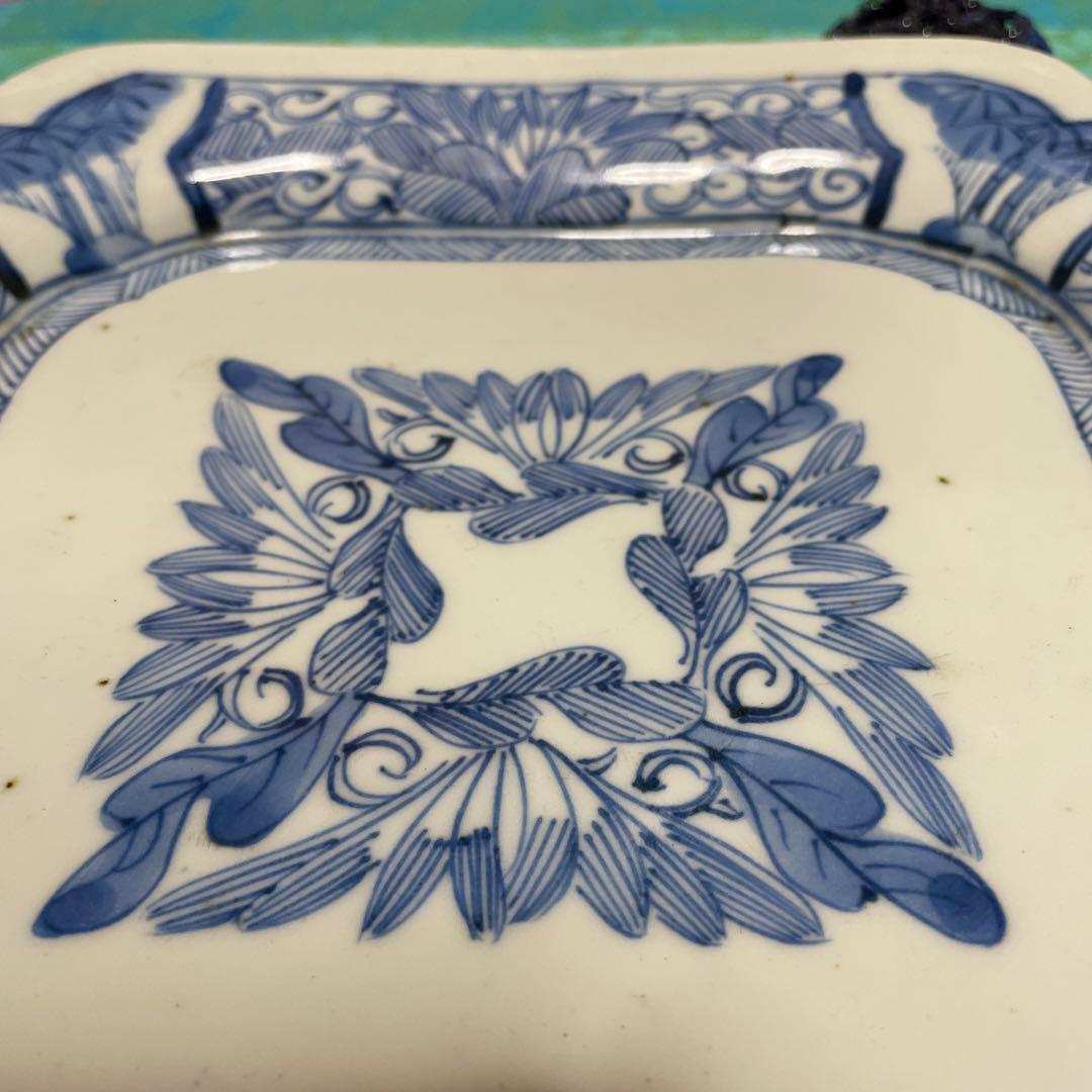 江戸期　古伊万里　染付　変形角皿　飾り皿