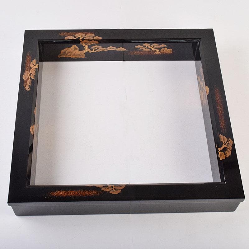 茶道具　輪島塗　組橋貞風作　老松蒔絵　炉縁　共箱　C　R9229B