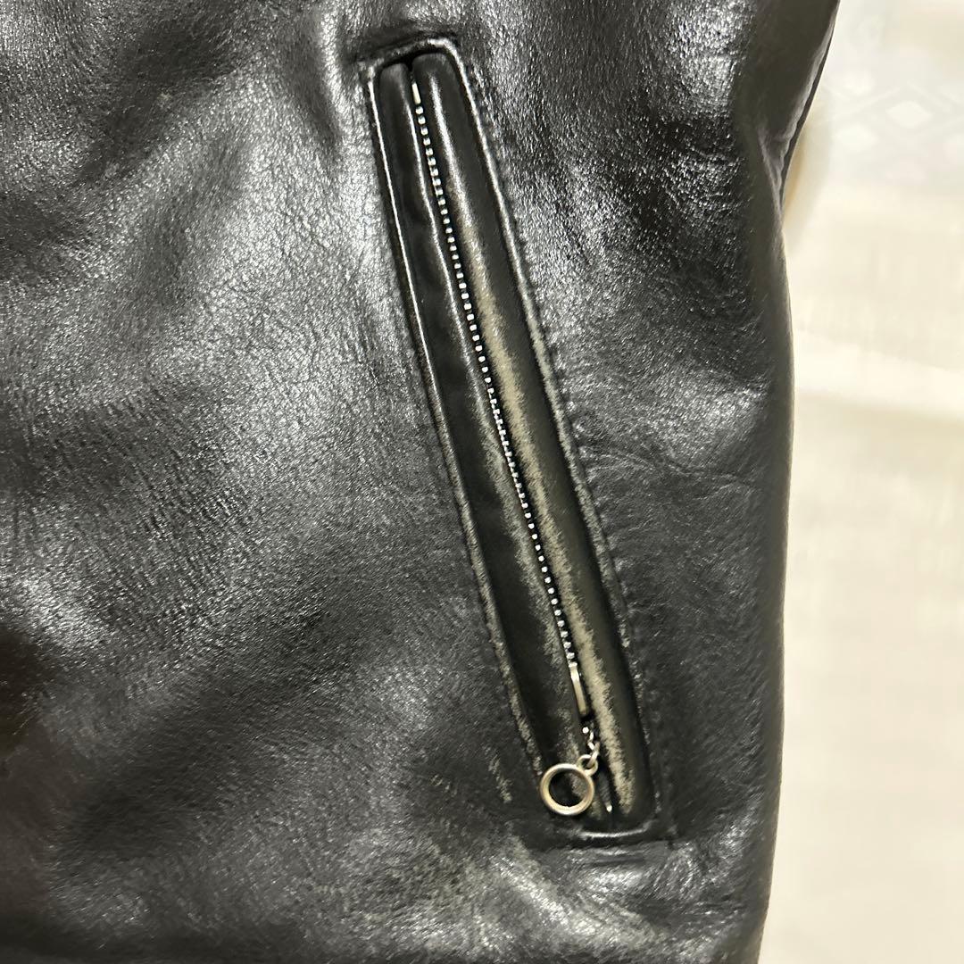 Schott ショット シングルライダース レザー 米国製 40 黒　中ボア無し