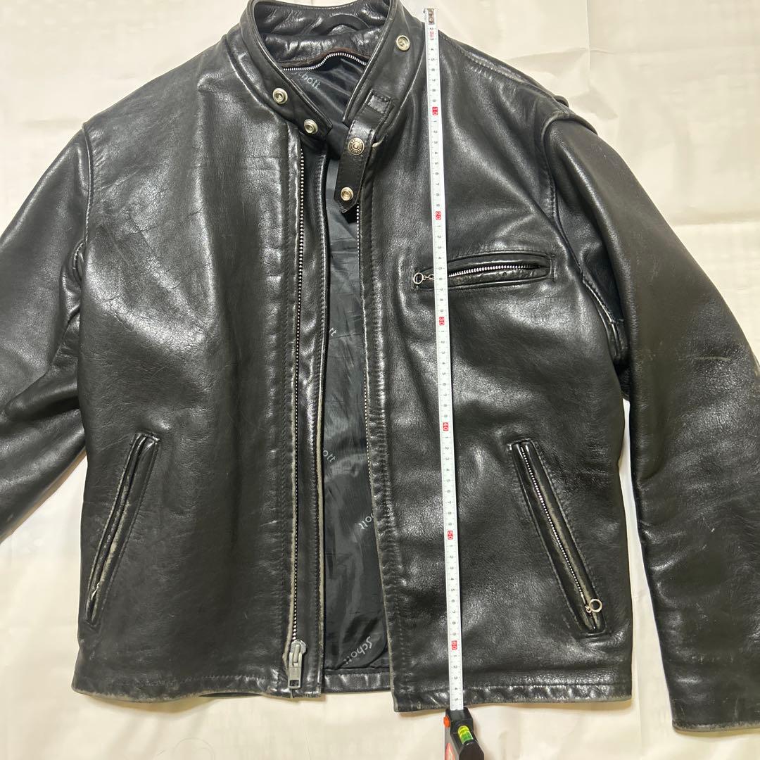 Schott ショット シングルライダース レザー 米国製 40 黒　中ボア無し
