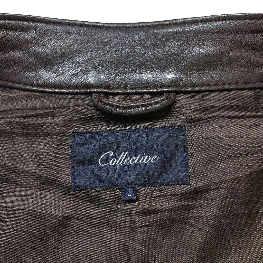 コレクティブ メンズビギ　シープスキンライダースジャケット　ユーズド加工　茶　L