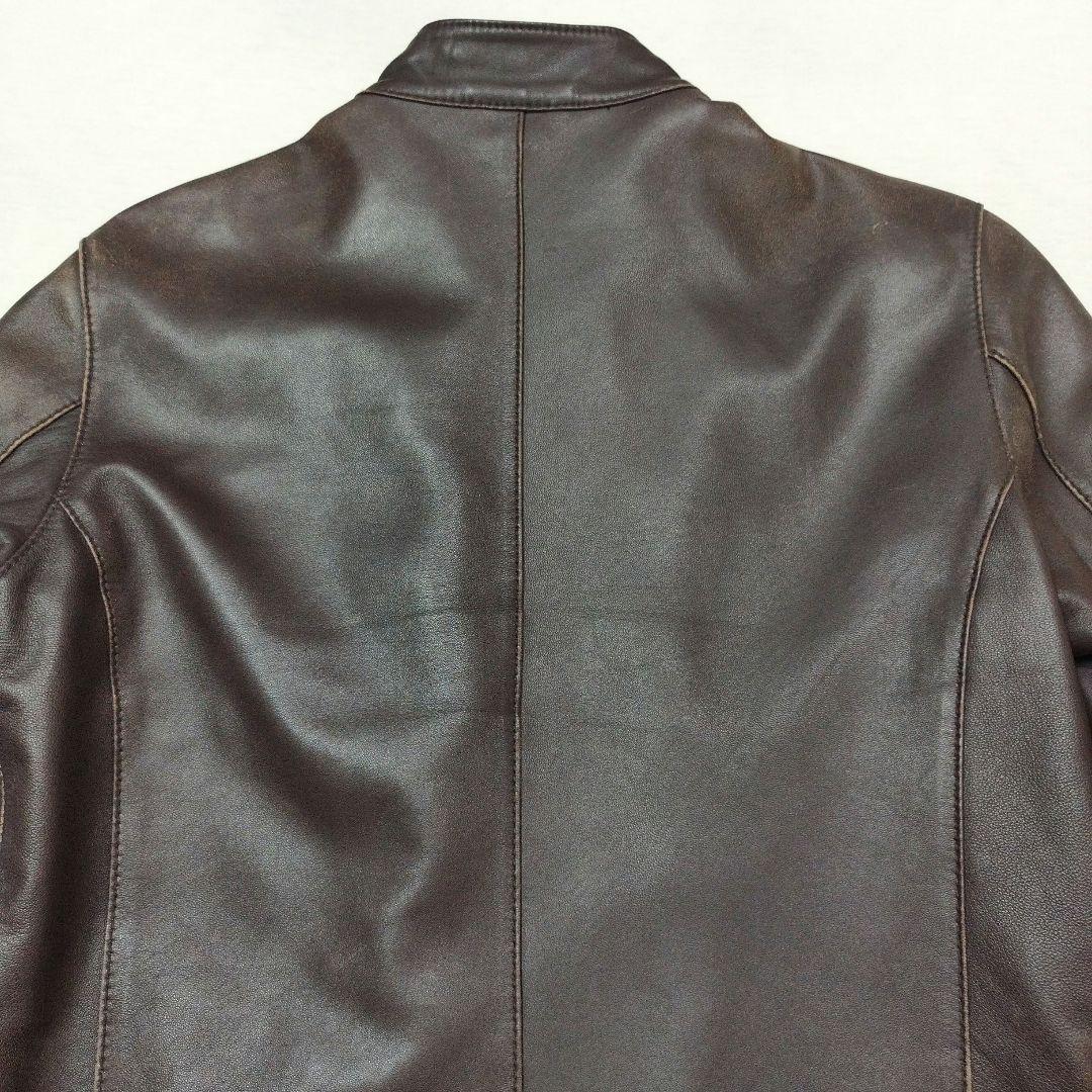 コレクティブ メンズビギ　シープスキンライダースジャケット　ユーズド加工　茶　L
