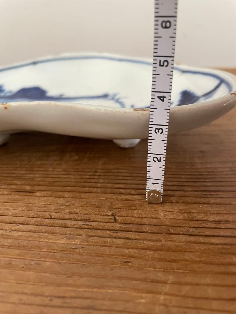 染付　松葉型　皿　金継ぎ　古物　古道具