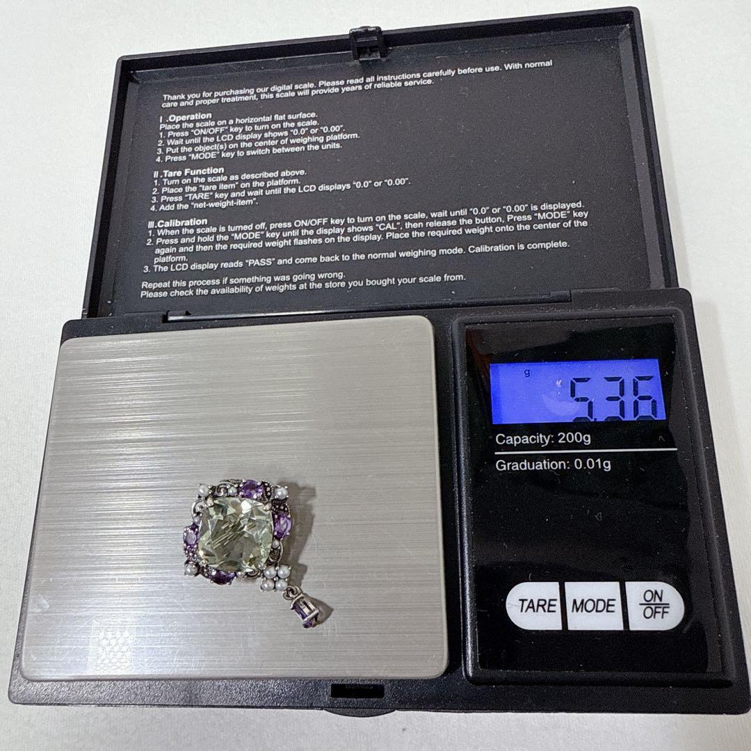 ロクザン SILVER925 アメジスト パール ペンダント ブローチ