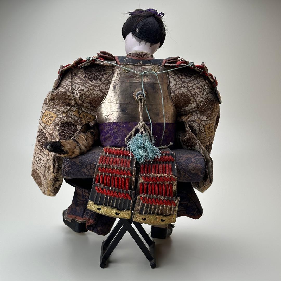 幕末〜明治　武者人形　鎧武者座り人形　高さ約40cm　古美術・骨董　骨董品