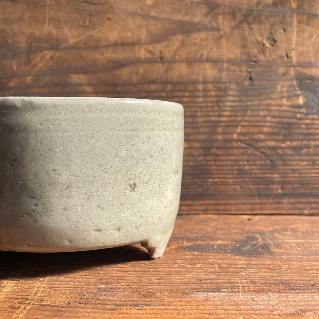 御深井三足香炉 江戸時代 御深井焼 古美濃 古瀬戸 灰釉陶器 骨董 古美術