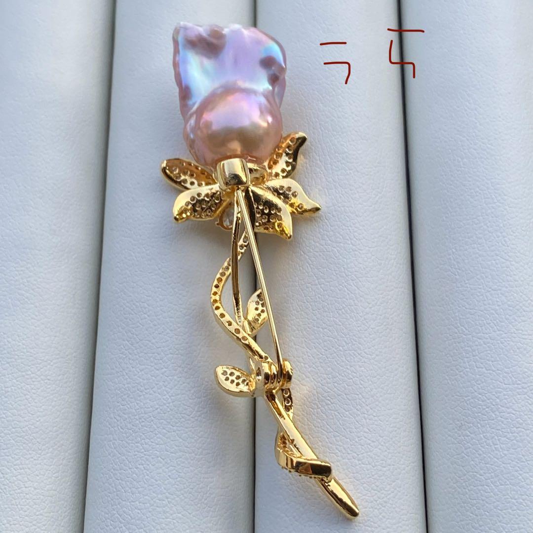 本真珠　淡水バロックパール両用ブローチ/ネックレストップ　紫ゴールドBL034