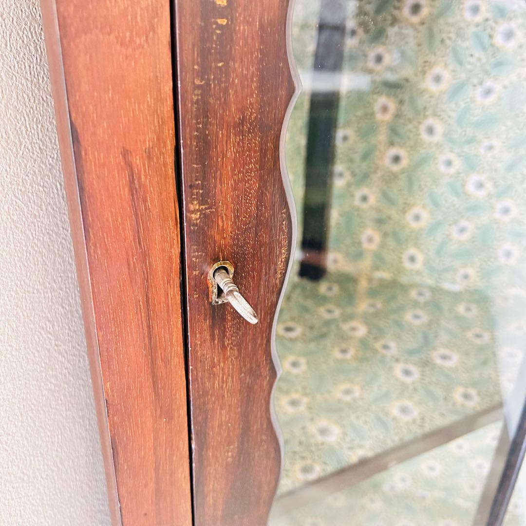 アンティーク　コーナーキャビネット　ガラス　マホガニー材　1910年代　イギリス