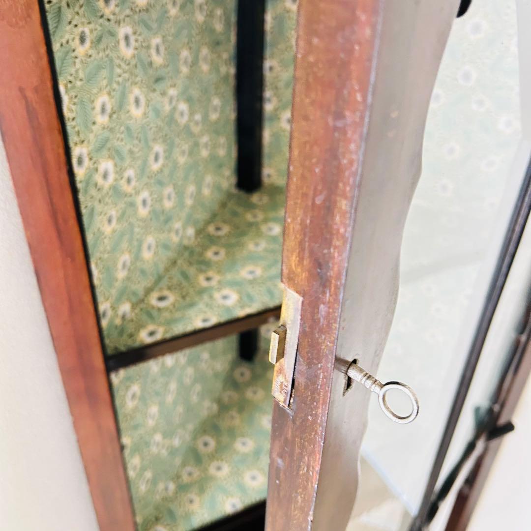 アンティーク　コーナーキャビネット　ガラス　マホガニー材　1910年代　イギリス