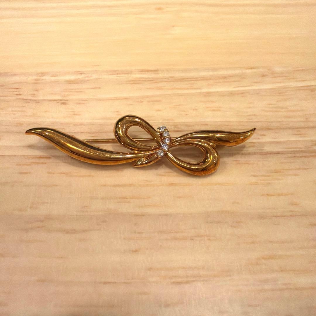 K18 ダイヤモンド 0.07ct ブローチ 18金 刻印あり