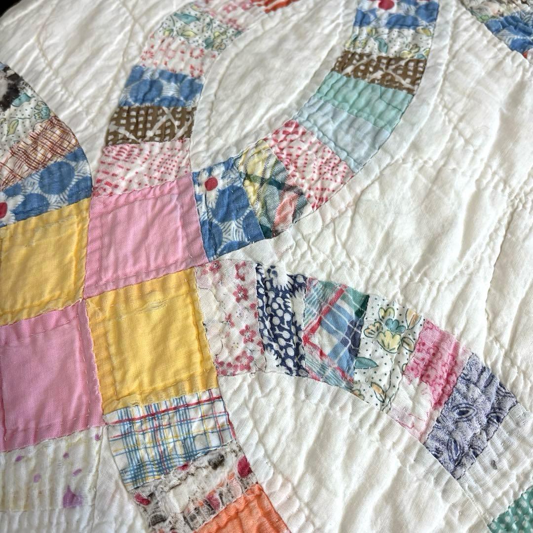 【稀少】【美品】アメリカンアンティーク⭐︎ダブルウエディング　約224×166cm