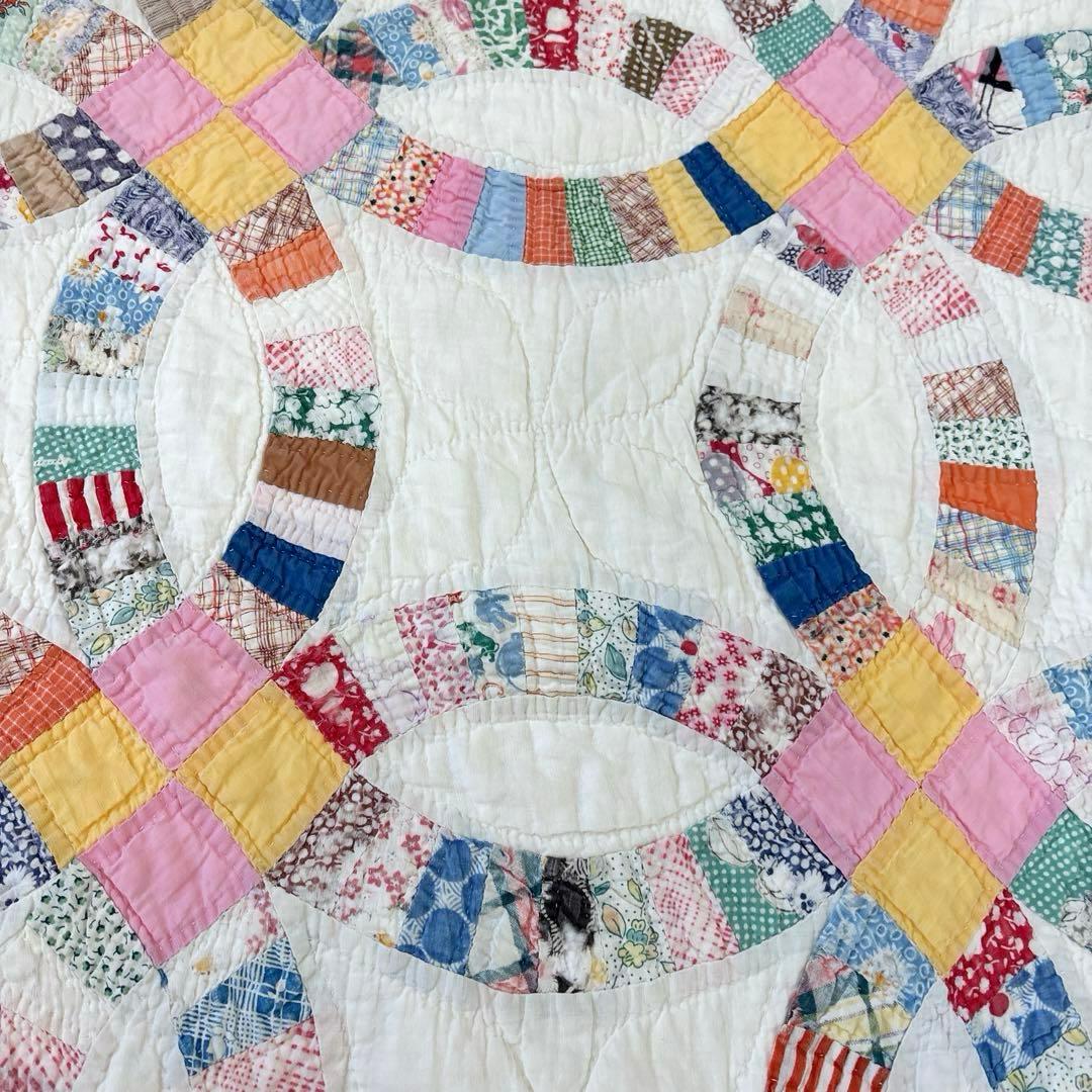 【稀少】【美品】アメリカンアンティーク⭐︎ダブルウエディング　約224×166cm