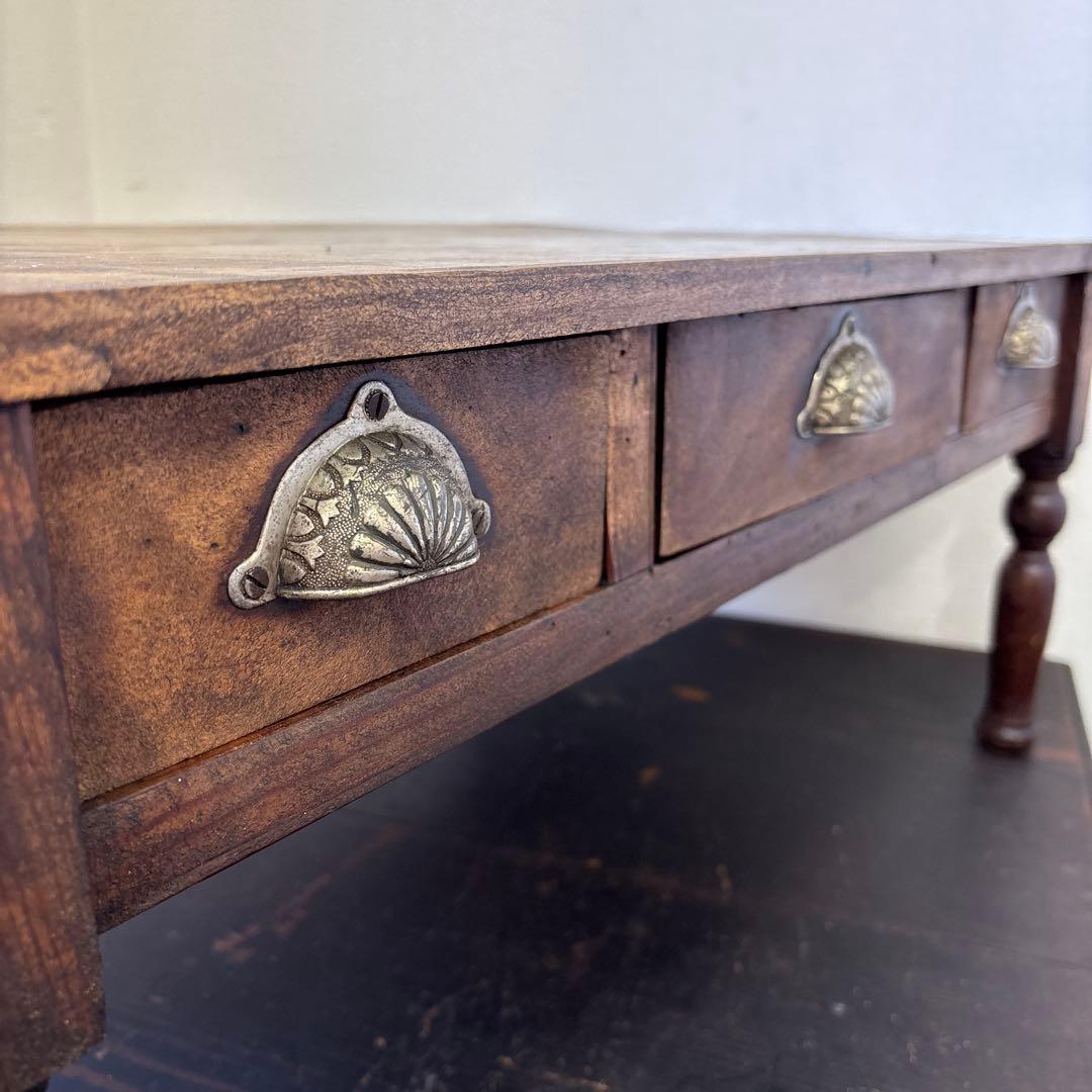 昭和レトロ 文机 ローテーブル 引き出し3杯 古家具 木製 机 ヴィンテージ