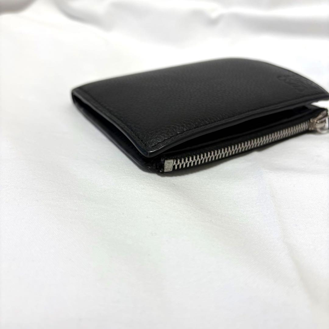 美品　LOEWE ロエベ アナグラム スリムコンパクトウォレット 二つ折り 黒