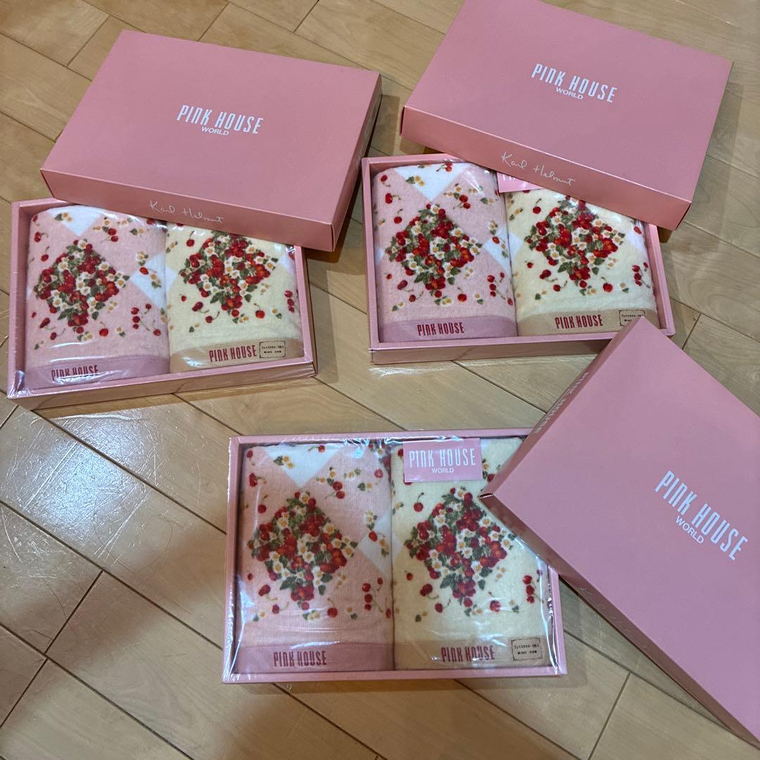 【新品】PINK HOUSE フェイスタオル 2枚set✖️3箱　箱のまま配送‼️
