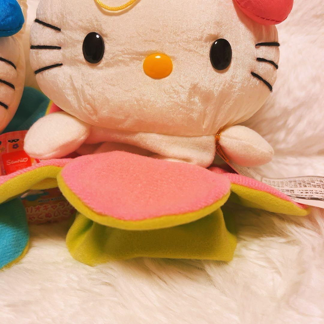 希少レア　ハローキティ　ぬいぐるみ　巾着　花　フラワー　平成レトロ