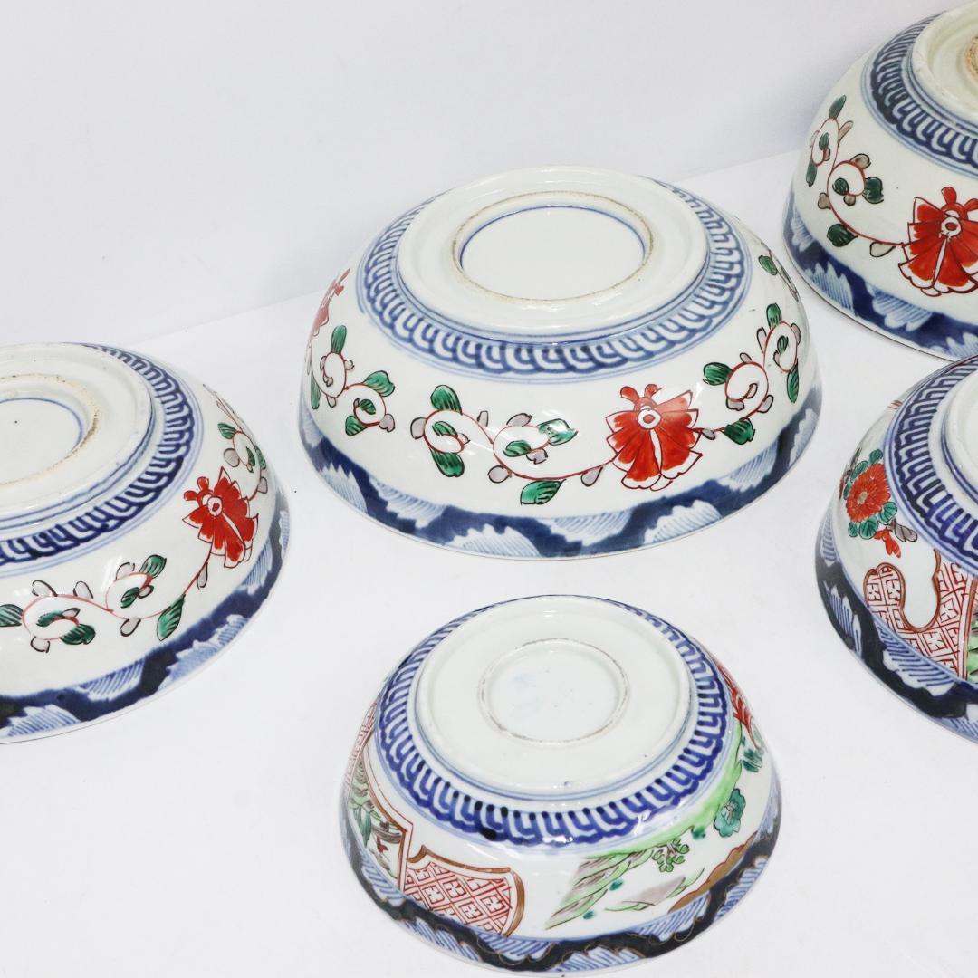 古伊万里　染付　金彩　鉢　5客セット　蛇の目高台