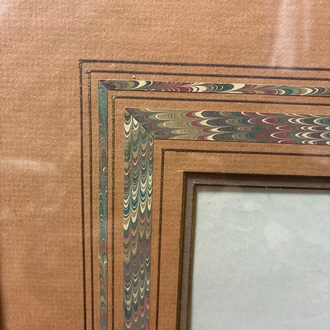 フランスアンティーク貴婦人版画　マーブル額装　最大サイズ