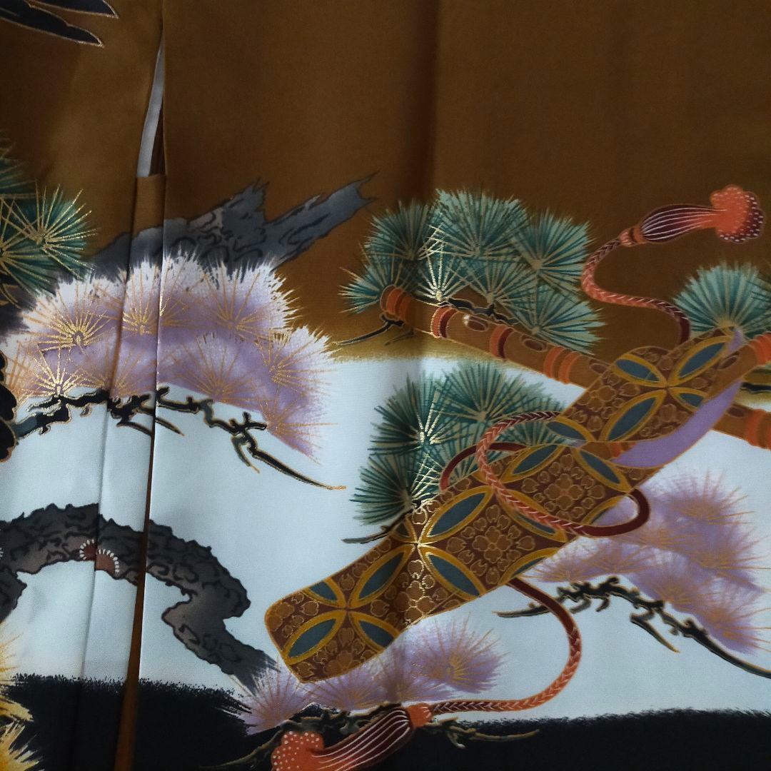 七五三 男の子 5歳 着物 セット 一式 鷹 松 帽子 御簾 笛 0508