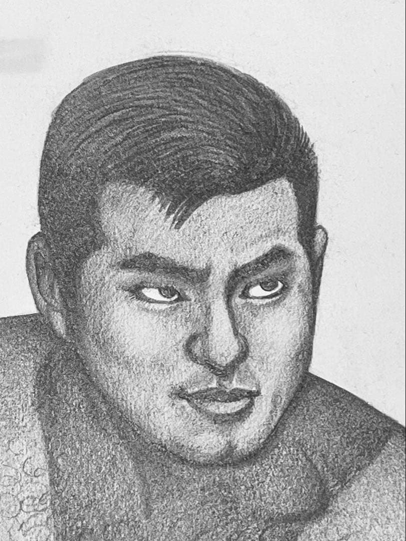 biki　三島剛　GO MISHIMA 直筆画　真作　若者