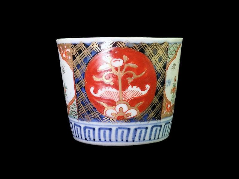古伊万里　色絵　花に蝶の図　蕎麦猪口　B096AS-CSs