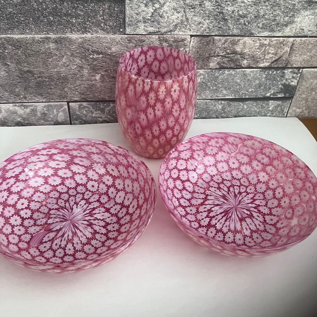 ベネチアンガラス　murano ムラーノ　ミルフィオリ　プレート　グラス