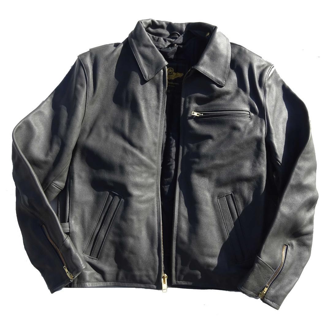 超美品モーガン メンフィスベルライダース 革ジャン本革レザー 灰42 中田商店